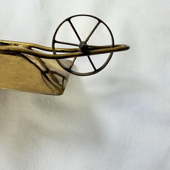 Vtg Brass Wheelbarrow Ashtray Marked Columbia With Pre-Columbian Metal Mask - Picture 8 of 13